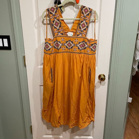 Anthropologie 1X Teofila Beaded Mini Cotton Tank Dress Beach Coverup - Picture 7 of 10